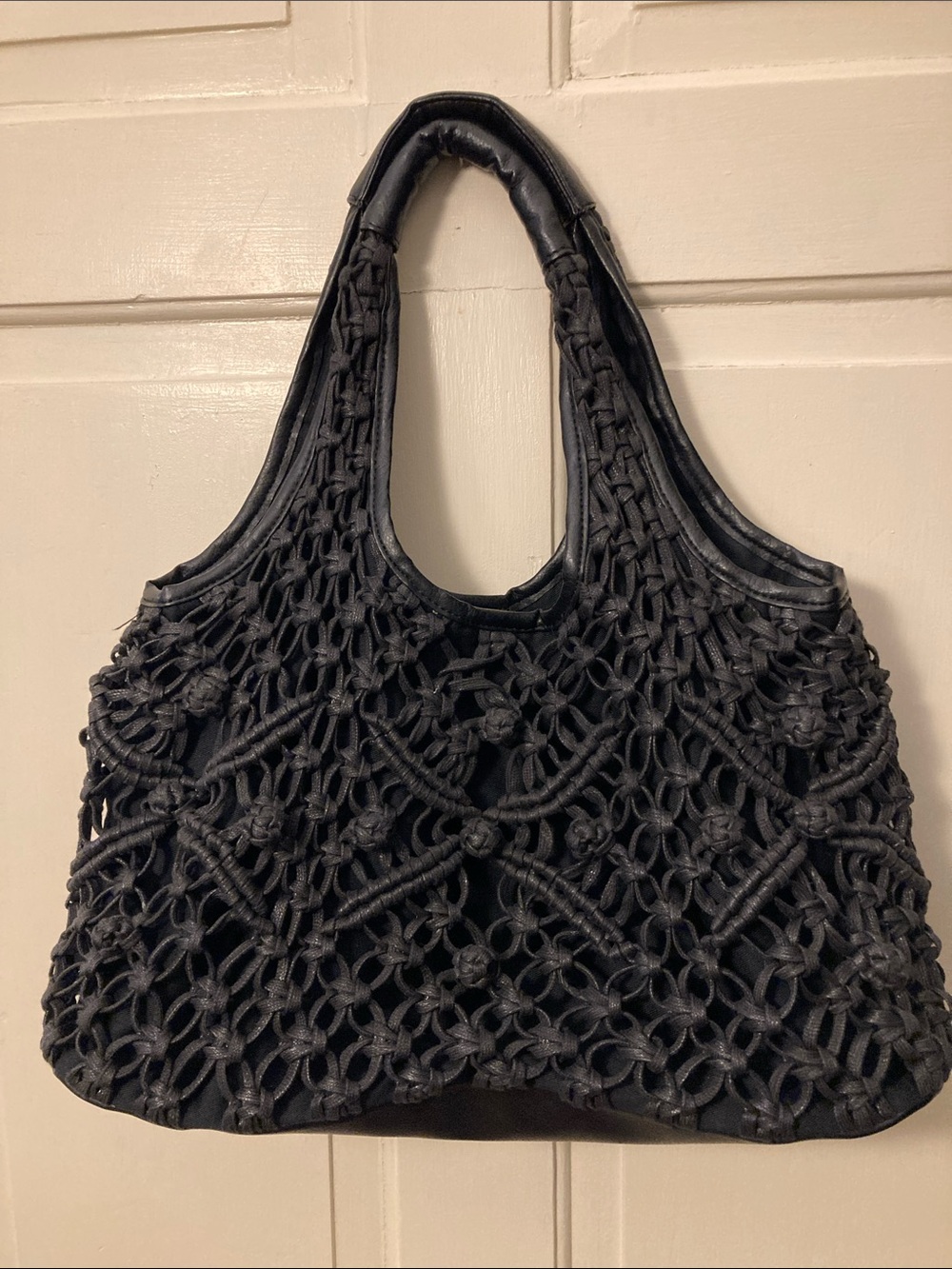 NWOT Coldwater Creek Black Macramé Tote Bag